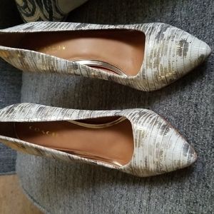 Cute gold/cream coach heels